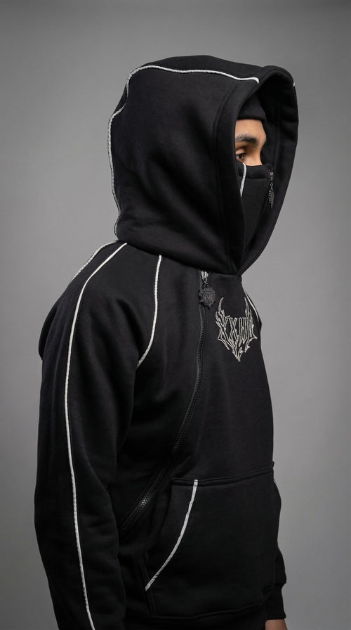 BLACK MASKED HOODIE