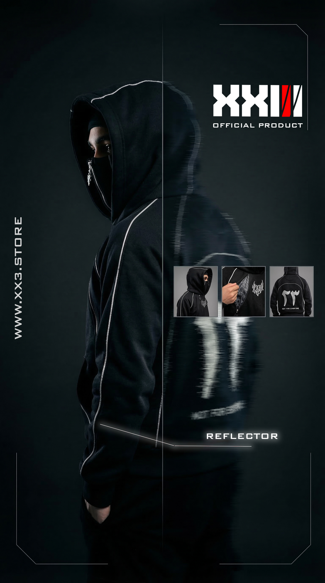 BLACK MASKED HOODIE