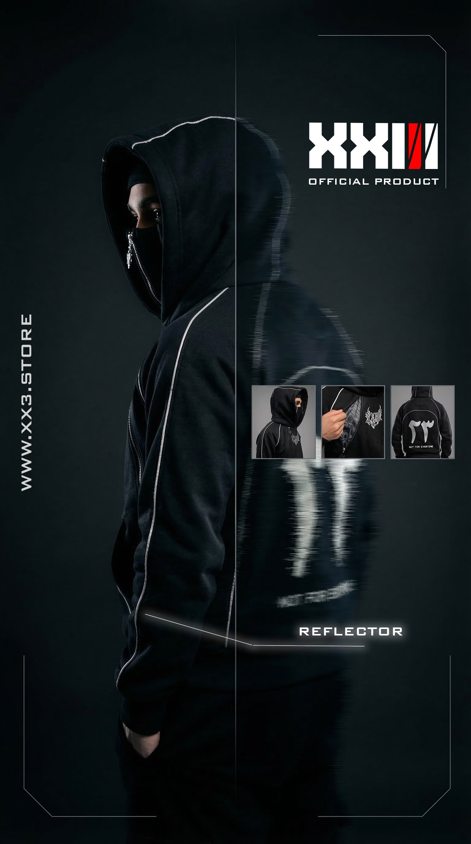 BLACK MASKED HOODIE