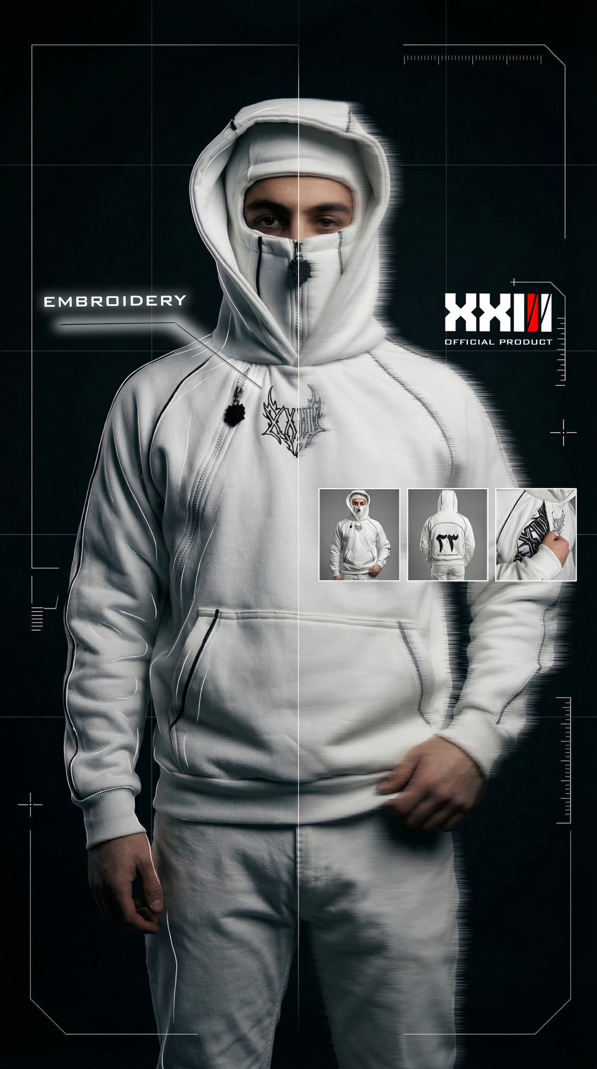 WHITE MASKED HOODIE