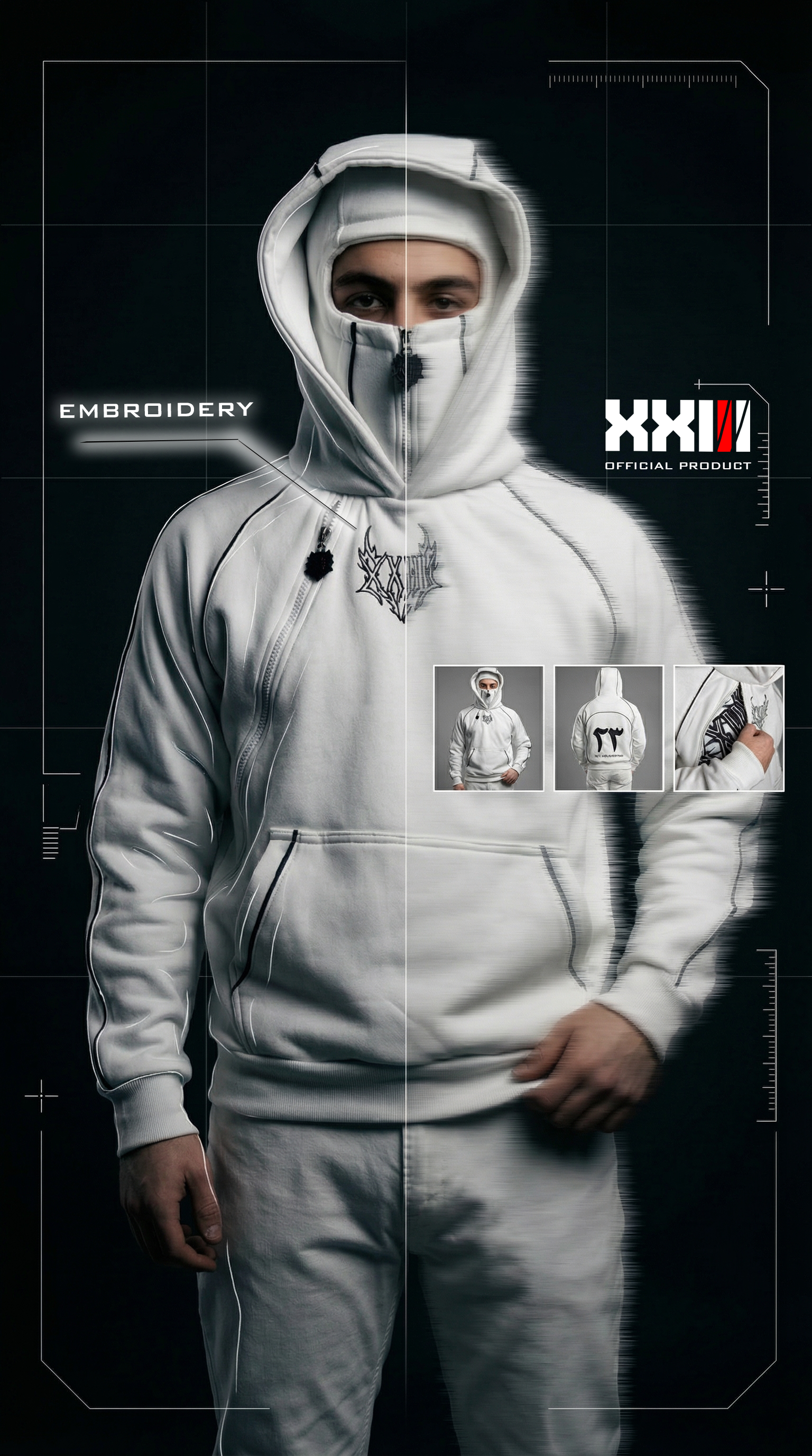 WHITE MASKED HOODIE